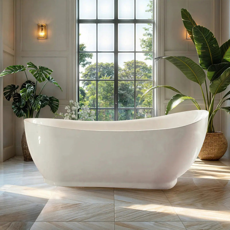 ABS Riva - Riva Bella Freestanding Bathtub 1700mm - Gloss White - Aqualux Bathrooms