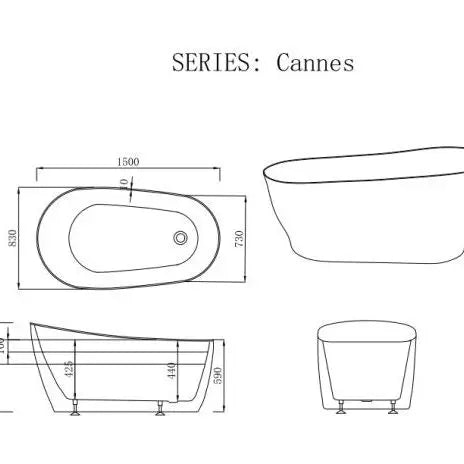 CANNES Black & White Freestanding Bathtub - Aqualux Bathrooms- Mercio