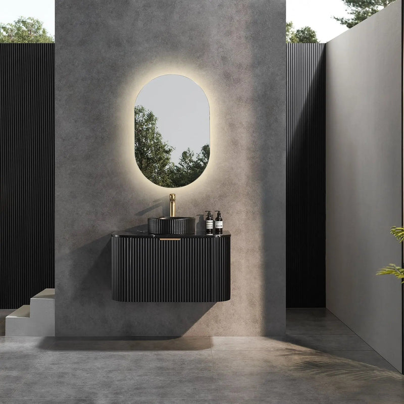 Avalon Wall Hung Vanity 750 (Matte Black) - Aqualux Bathrooms- Poseidon