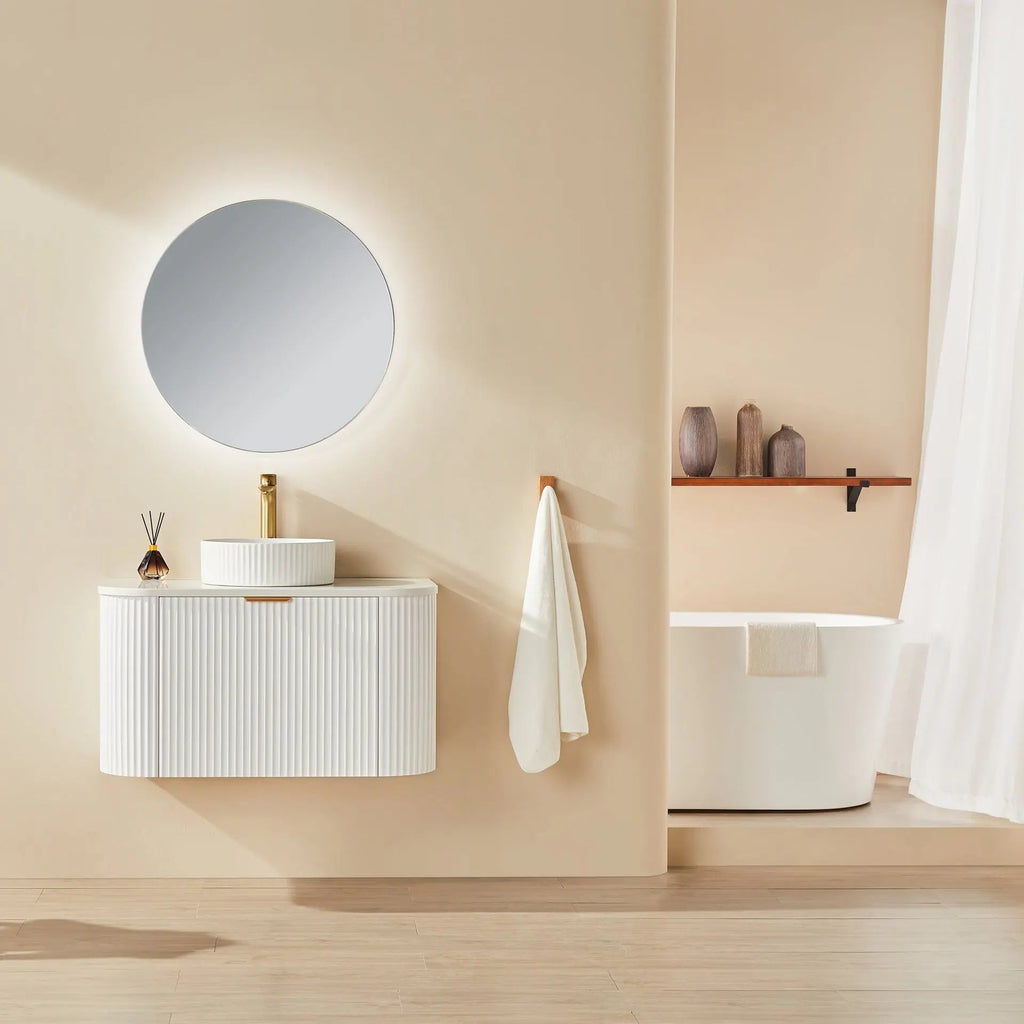 Avalon Wall Hung Vanity 900 (Matte White) - Aqualux Bathrooms- Poseidon
