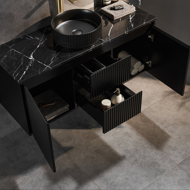 Brindabella Matte Black 1200mm Single Bowl Wall Hung Vanity - Beyond Bathware