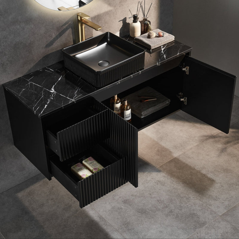 Brindabella Matte Black 1200mm Single Bowl Wall Hung Vanity - Beyond Bathware