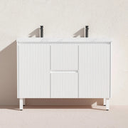 Brighton Freestanding Vanity 1200mm (Double Bowl/Matte White) - Aqualux Bathrooms- Poseidon