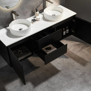 Brindabella Matte Black 1500mm Double Bowl Wall Hung Vanity - Beyond Bathware