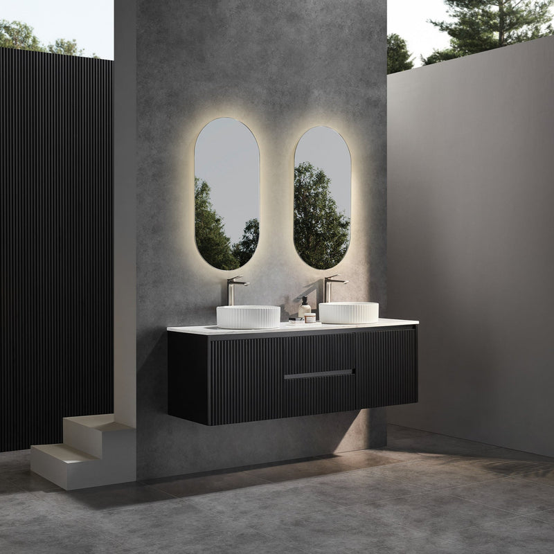 Brindabella Matte Black 1500mm Double Bowl Wall Hung Vanity - Beyond Bathware