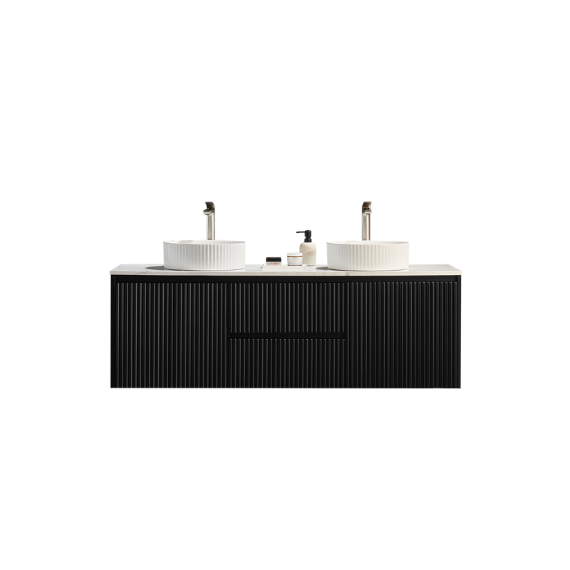 Brindabella Matte Black 1500mm Double Bowl Wall Hung Vanity - Beyond Bathware