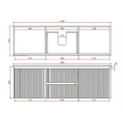 Brindabella Matte Black 1500mm Double Bowl Wall Hung Vanity - Beyond Bathware