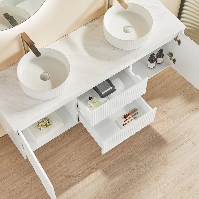 Brindabella Matte White 1500mm Double Bowl Wall Hung Vanity - Beyond Bathware