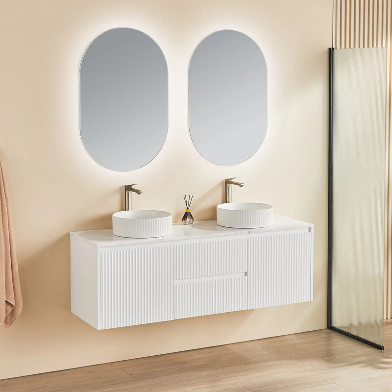 Brindabella Matte White 1500mm Double Bowl Wall Hung Vanity - Beyond Bathware