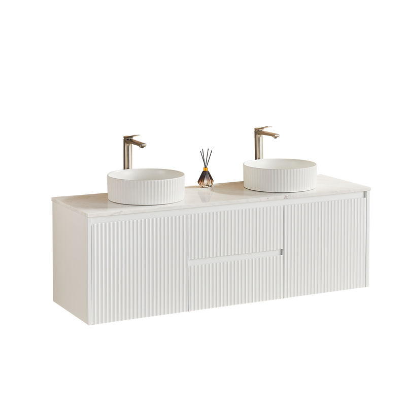 Brindabella Matte White 1500mm Double Bowl Wall Hung Vanity - Beyond Bathware