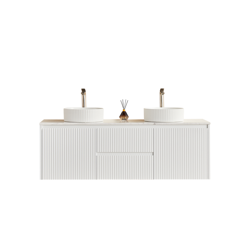 Brindabella Matte White 1500mm Double Bowl Wall Hung Vanity - Beyond Bathware