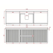 Brindabella Matte White 1500mm Double Bowl Wall Hung Vanity - Beyond Bathware