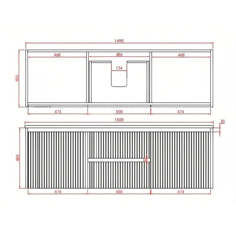 Brindabella Matte White 1500mm Double Bowl Wall Hung Vanity - Beyond Bathware