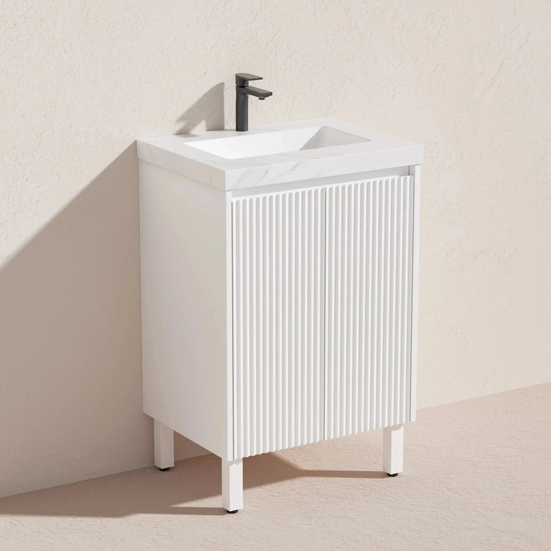 Brighton Freestanding Vanity 600mm (Matte White) - Aqualux Bathrooms- Poseidon