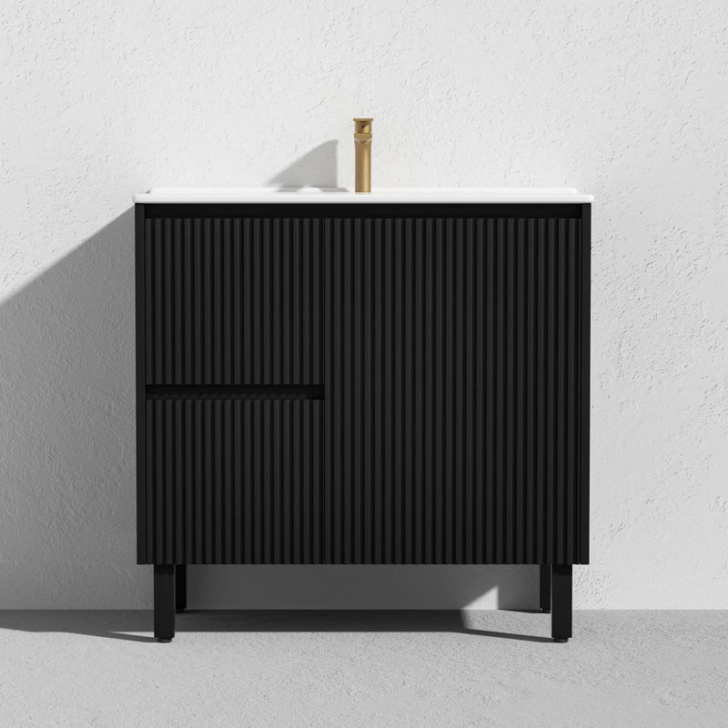 Brighton Freestanding Vanity 900mm (Matte Black) - Aqualux Bathrooms- Poseidon