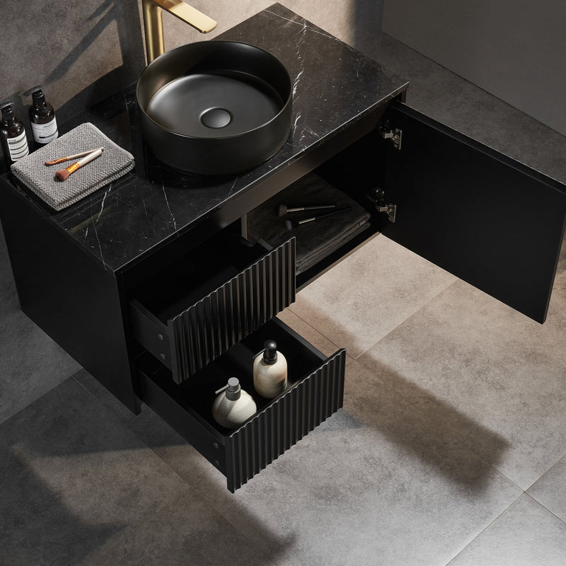 Brindabella Matte Black 900mm Single Bowl Wall Hung Vanity - Beyond Bathware