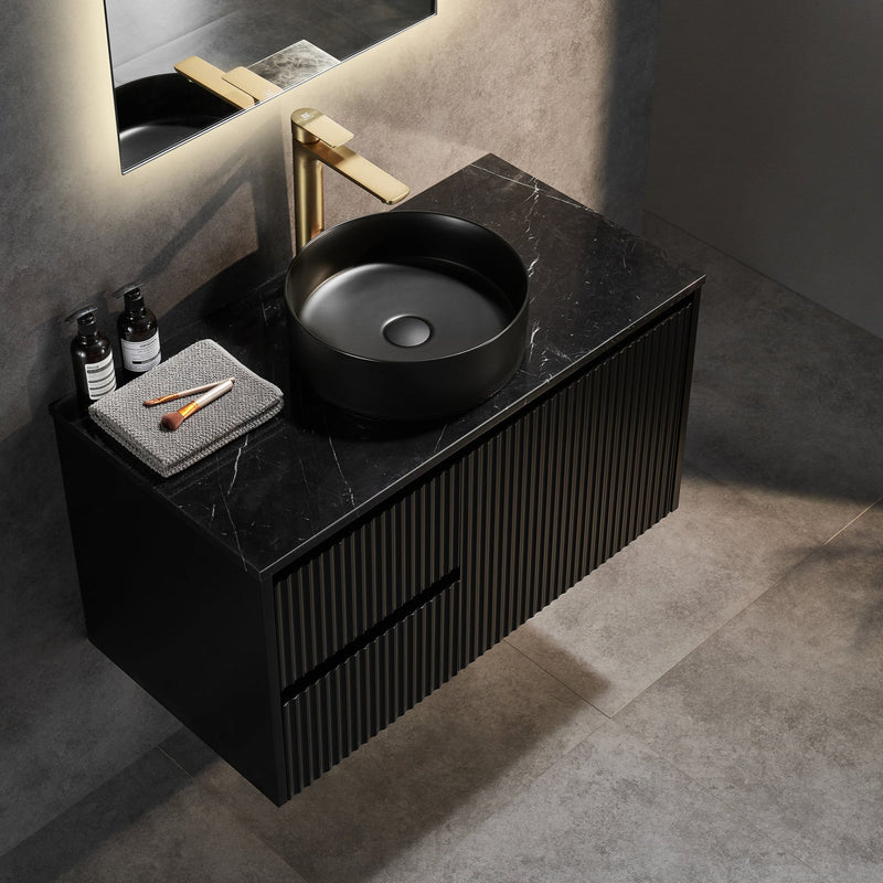 Brindabella Matte Black 900mm Single Bowl Wall Hung Vanity - Beyond Bathware
