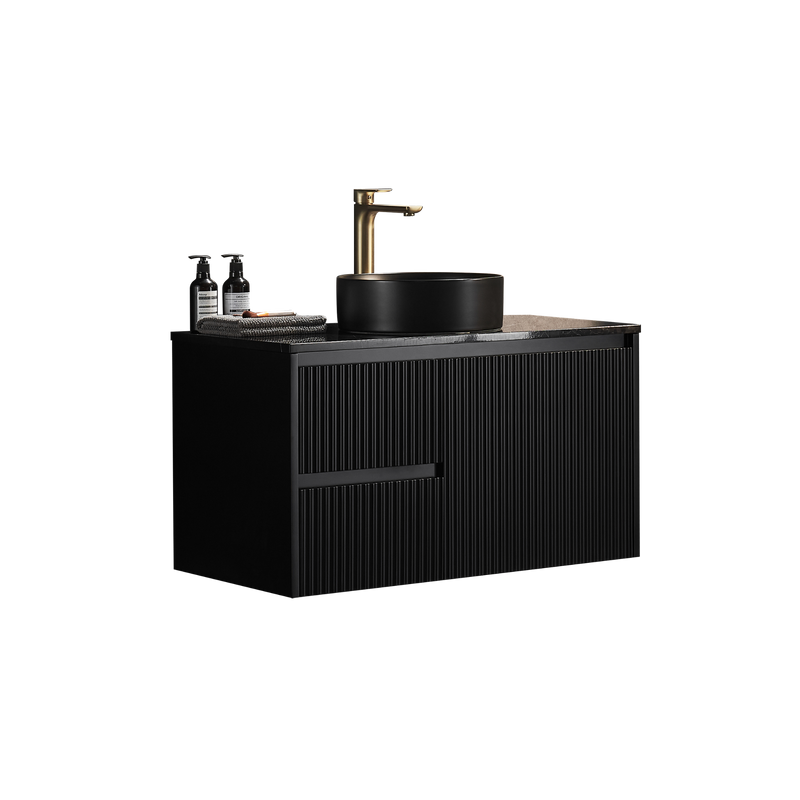 Brindabella Matte Black 900mm Single Bowl Wall Hung Vanity - Beyond Bathware