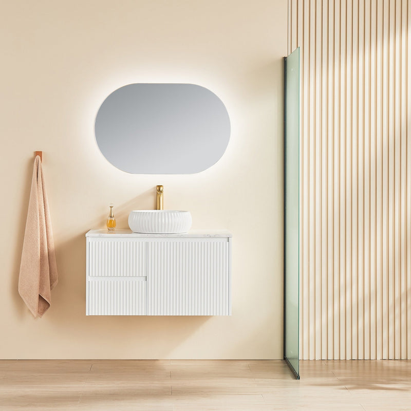 Brindabella Matte White 900mm Single Bowl Wall Hung Vanity - Beyond Bathware