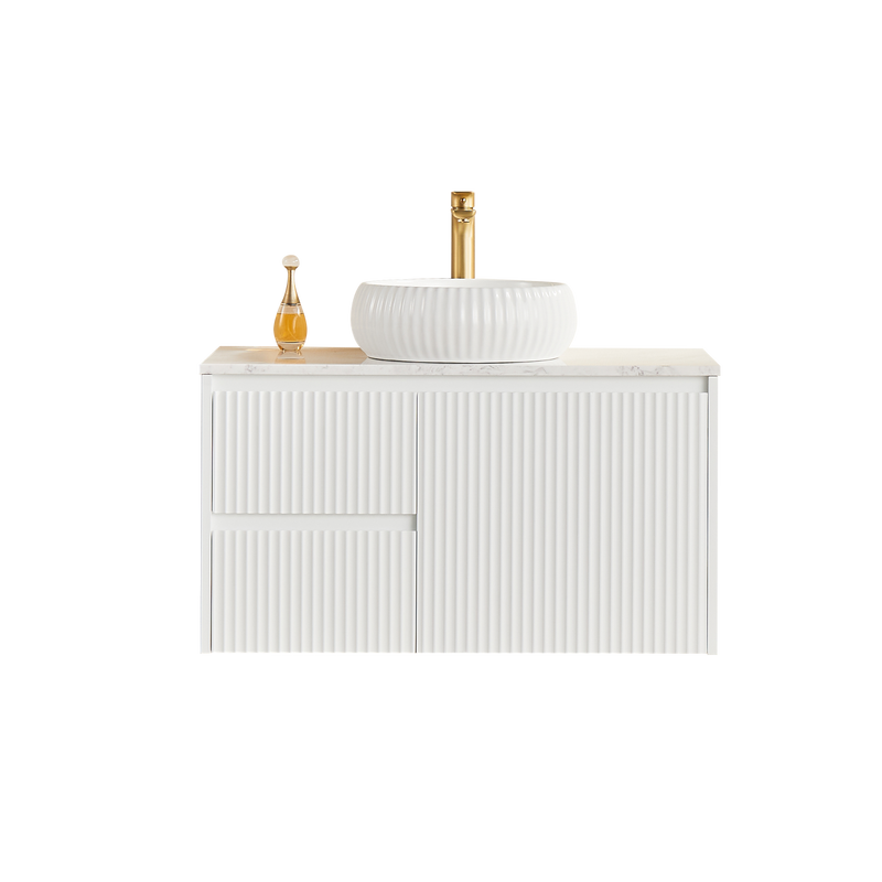 Brindabella Matte White 900mm Single Bowl Wall Hung Vanity - Beyond Bathware