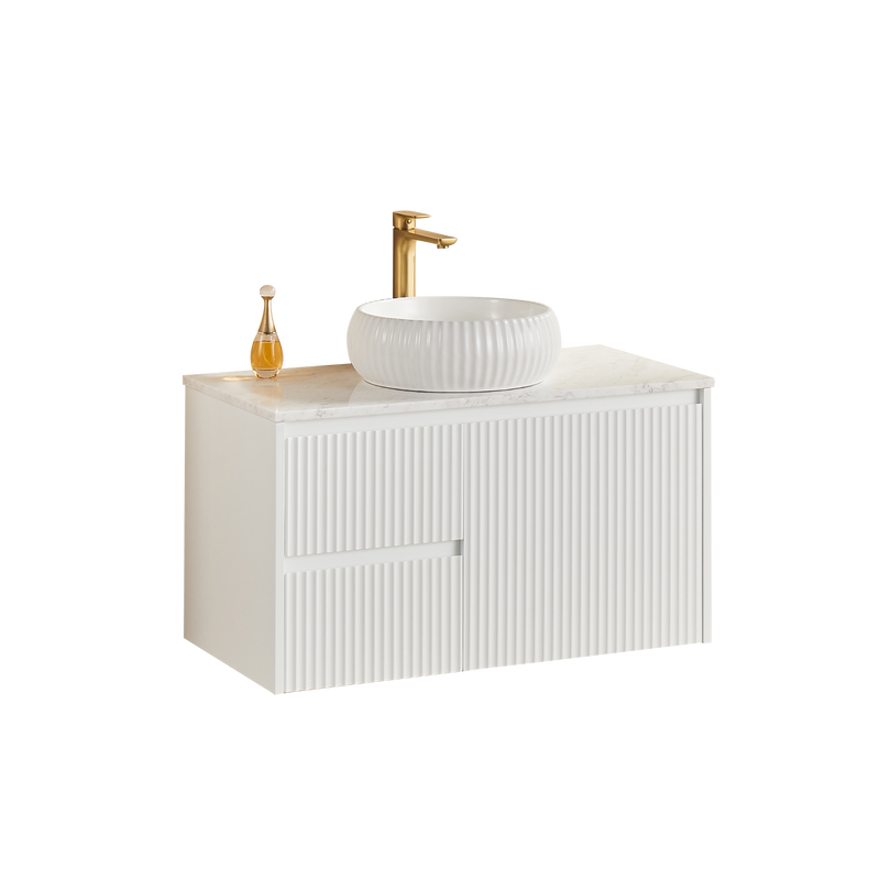 Brindabella Matte White 900mm Single Bowl Wall Hung Vanity - Beyond Bathware