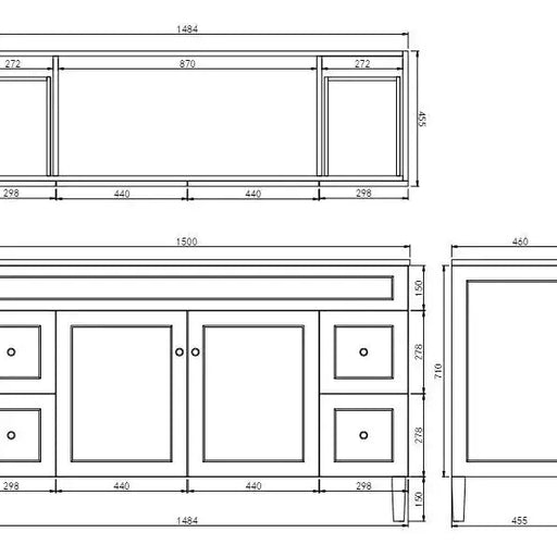 Harrington Freestanding Vanity 1500mm (Double Bowl/Matte White) - Aqualux Bathrooms- Poseidon