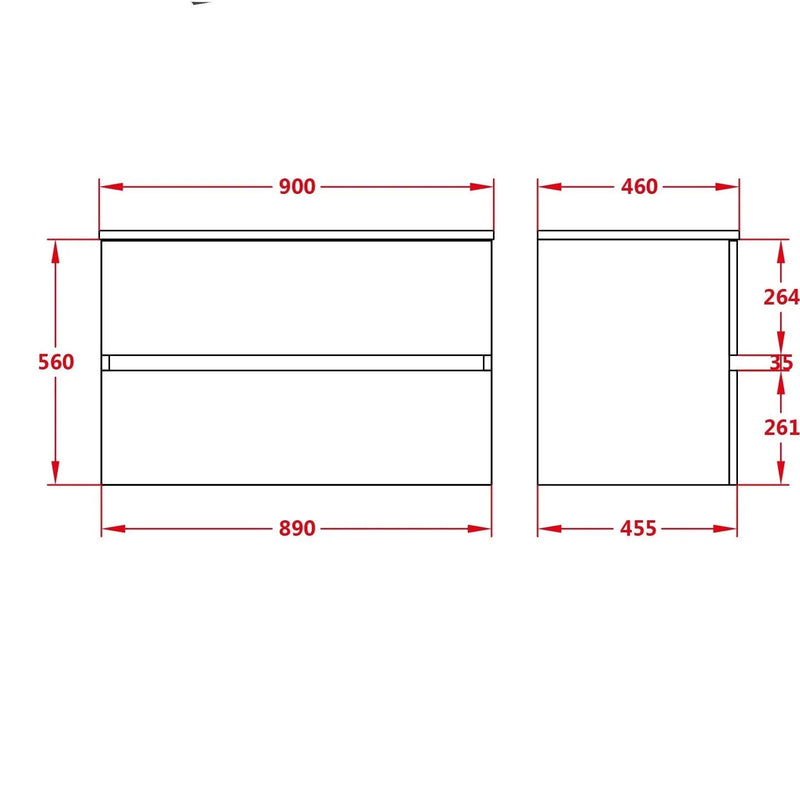 Stella PVC Wall Hung Vanity 900 - Aqualux Bathrooms- Poseidon