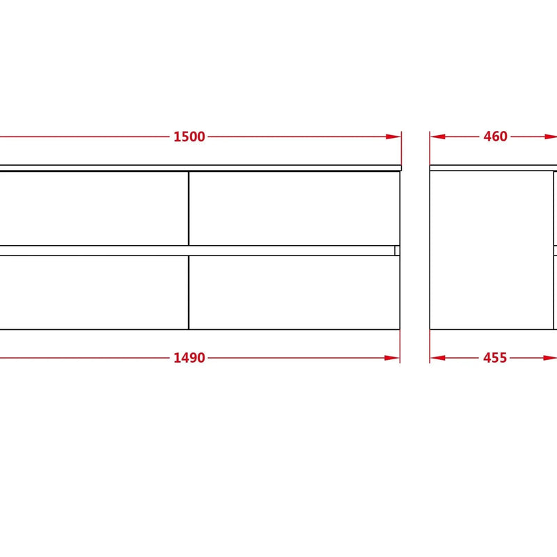 Stella PVC Wall Hung Vanity 1500 - Aqualux Bathrooms- Poseidon