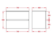 Stella PVC Wall Hung Vanity 750 - Aqualux Bathrooms- Poseidon