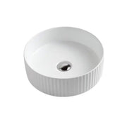 Cora Above Counter Fluted Matt White Circle Basin - Aqualux Bathrooms- Mercio