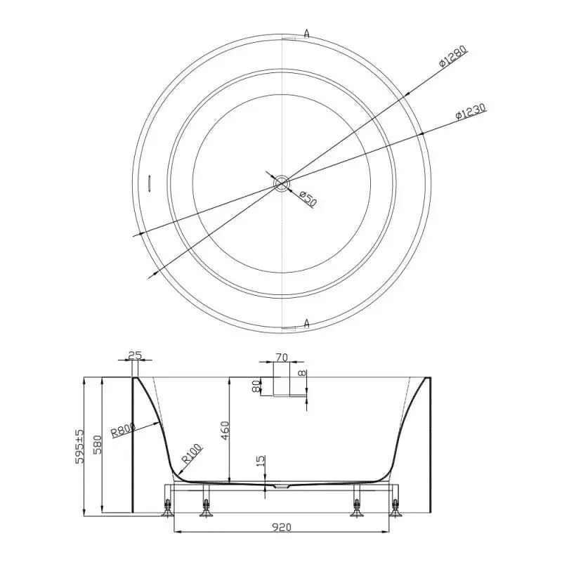 Como Round Freestanding Bathtub 1280mm - Aqualux Bathrooms- Poseidon