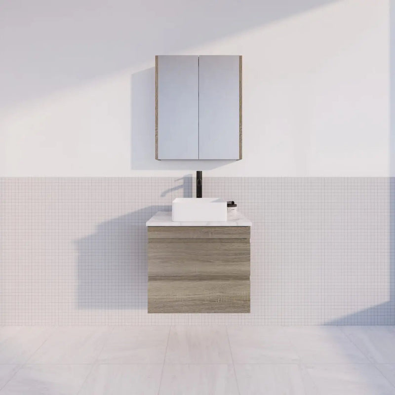 ABS Riva - Riva MF Wall Hung Vanity 600mm - Dark Oak - Aqualux Bathrooms