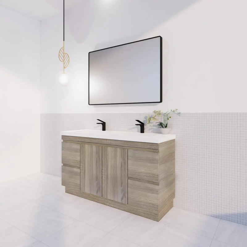 ABS Riva Riva DFL2 Double Bowl Freestanding Vanity 1500mm - Dark Oak