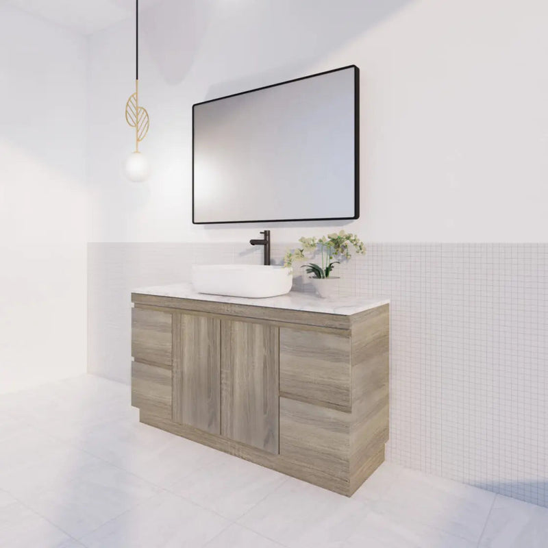 ABS Riva Riva DFL2 Single Bowl Freestanding Vanity 1500mm - Dark Oak