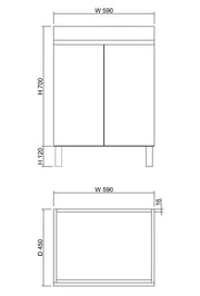 ABS Riva Riva MFL2 Freestanding Vanity 600mm - Dark Oak