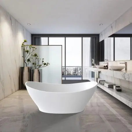 Disney 1500mm Freestanding Designer Gloss White bathtub - Aqualux Bathrooms- Mercio