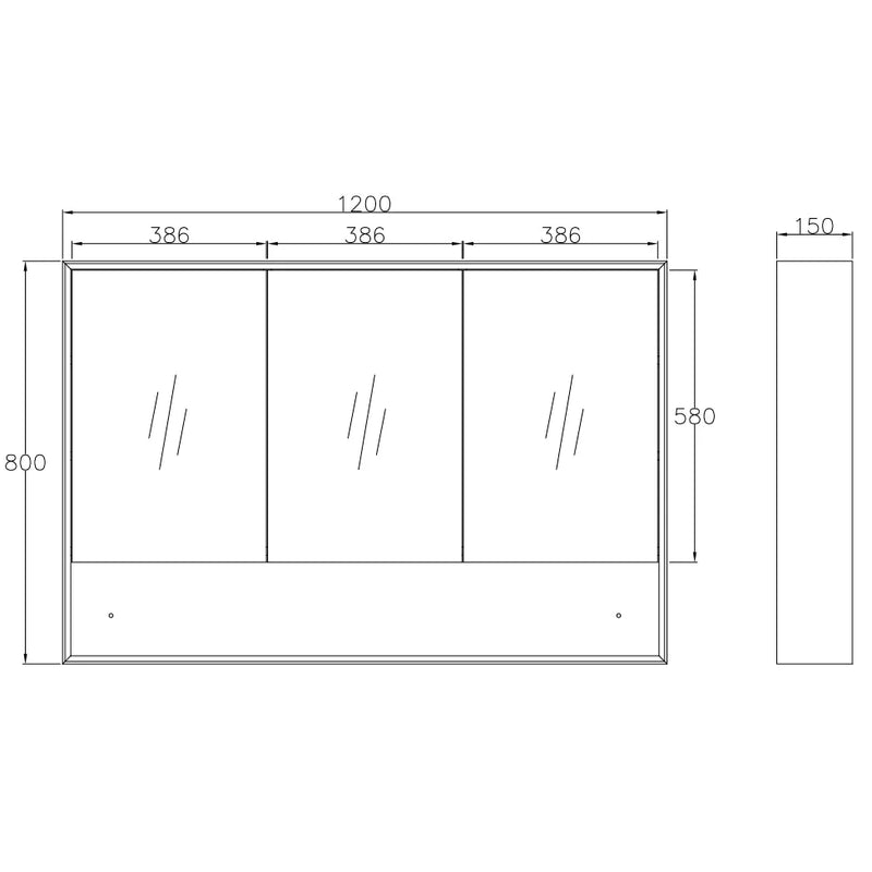 OTTI BYRON NATURAL OAK MIRROR SHAVING CABINET 1200X800MM