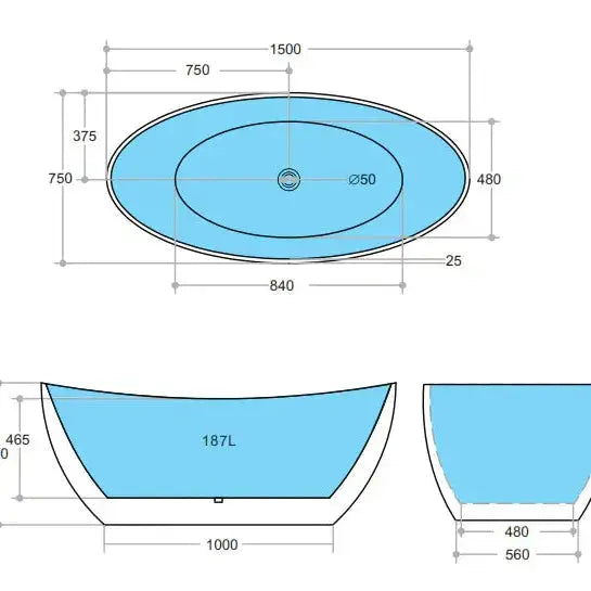 Evie Freestanding Bathtub - Non Overflow - Aqualux Bathrooms- Poseidon
