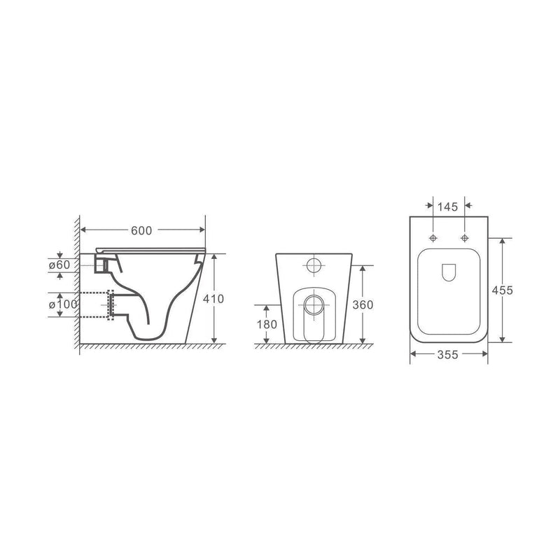Mercio Enox99 Rimless Wall Faced Floor Toilet Pan - Aqualux Bathrooms- Mercio