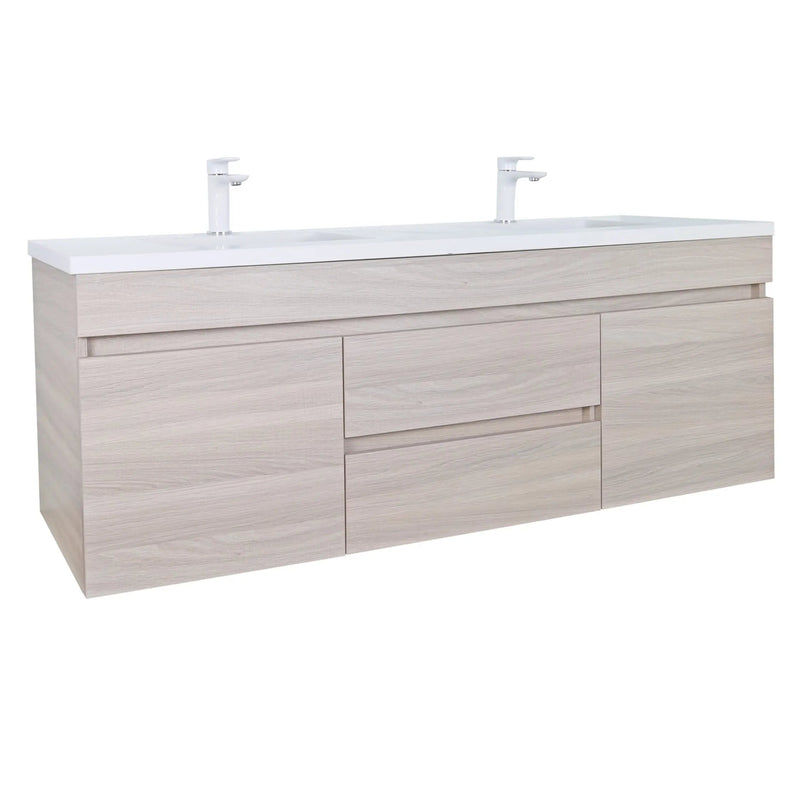 Evie Double Bowl Wall Hung Vanity 1200 - Aqualux Bathrooms- Poseidon