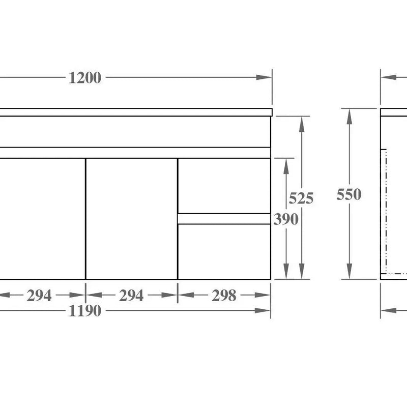 Evie Single Bowl Wall Hung Vanity 1200 - Aqualux Bathrooms- Poseidon