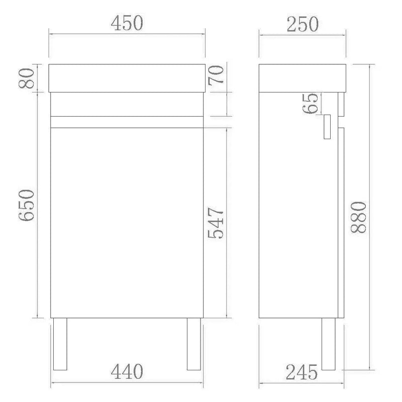 Evie Mini Freestanding Vanity 450 - Aqualux Bathrooms- Poseidon