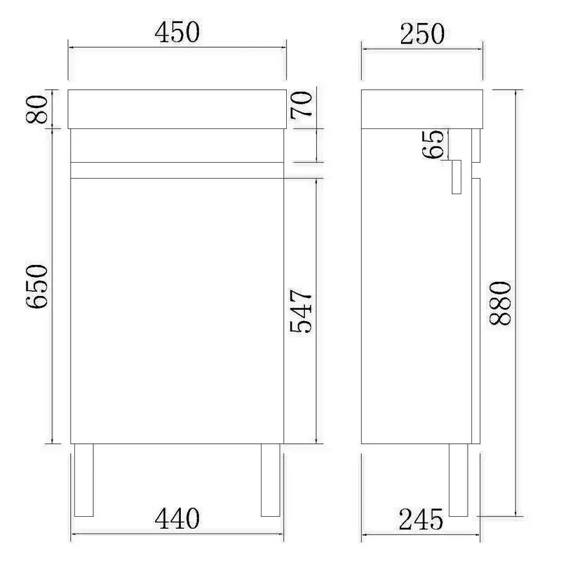 Evie Mini Freestanding Vanity 450 - Aqualux Bathrooms- Poseidon