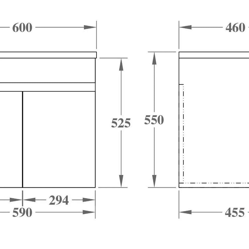 Evie Single Bowl Wall Hung Vanity 600 - Aqualux Bathrooms- Poseidon