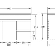 Evie Single Bowl Wall Hung Vanity 900 - Aqualux Bathrooms- Poseidon