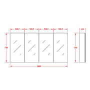EVIE Four Doors Shaving Cabinet 1500mm - Aqualux Bathrooms- Poseidon