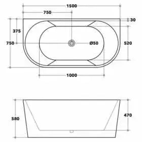 Elivia Right Corner Bathtub - Right - Non Overflow - Aqualux Bathrooms- Poseidon