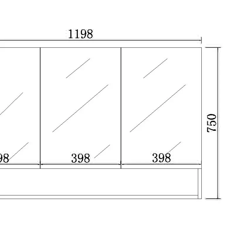 Fremantle Three Doors Shaving Cabinet 1200mm - Aqualux Bathrooms- Poseidon