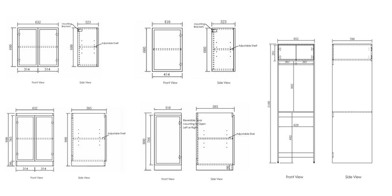 OTTI HAMPSHIRE MATTE WHITE 1715MM LAUNDRY AND WALL CABINET WITH STONE TOP & SINK (PACKAGE-C)