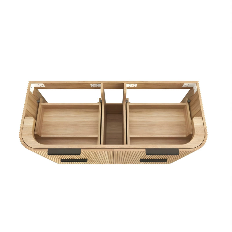 OTTI HAVANA WOODLAND OAK FLUTED 1200MM CURVE SINGLE BOWL WALL HUNG VANITY